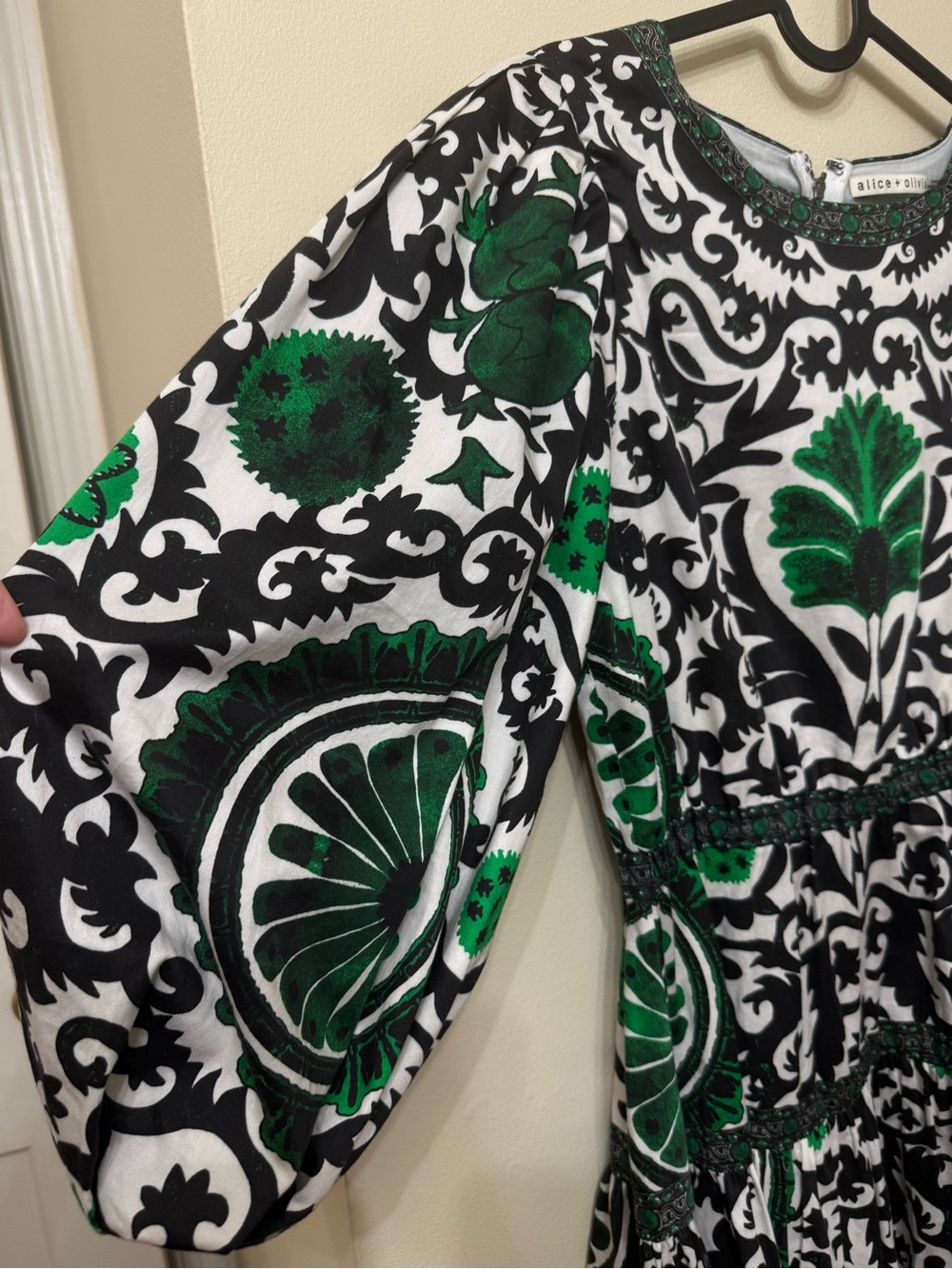 Alice+Olivia 2 Puff Sleeve Mini Floral Geometric Print Tiered Fall Flirty Preppy - Picture 9 of 13